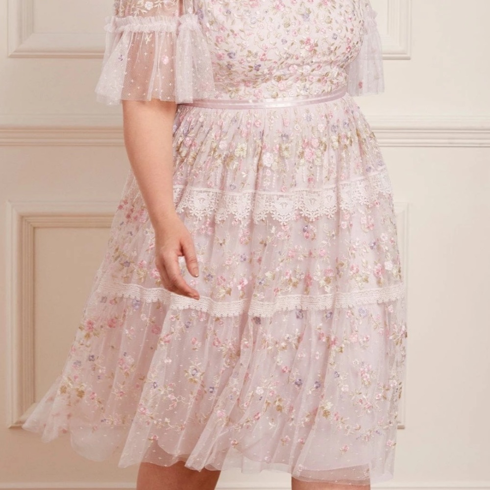 SOLD Needle&Thread Araminta Lace Round Neck Midi